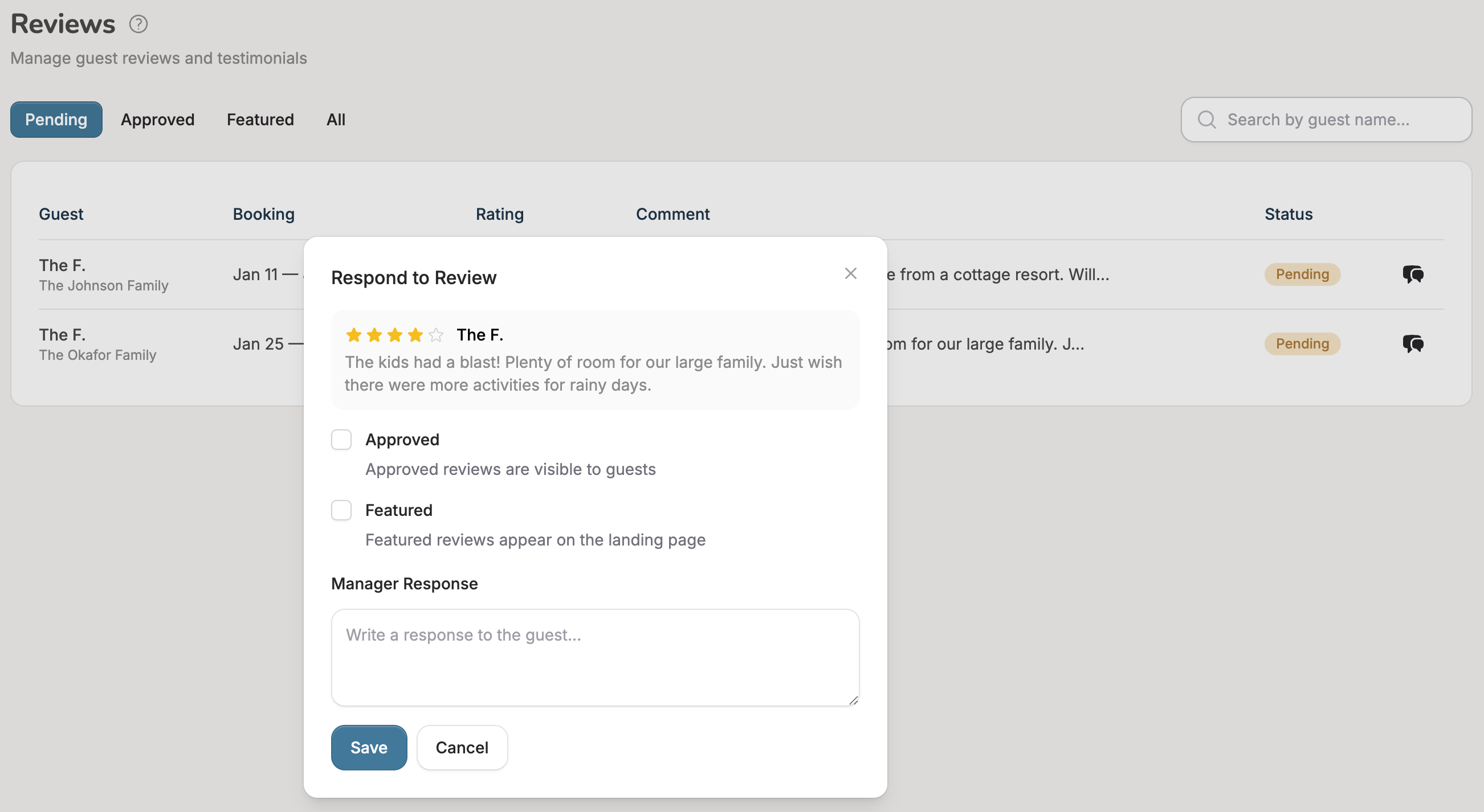 Guest Review Response